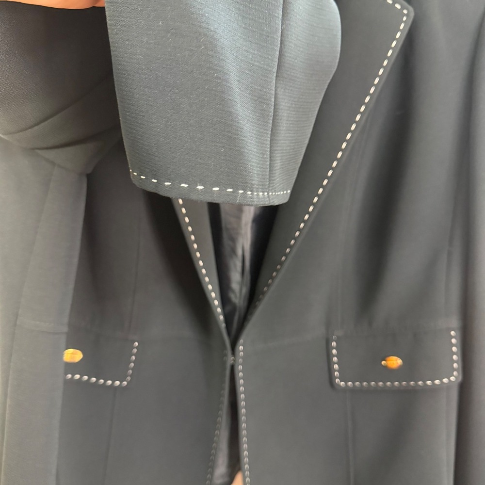 TAHARI ASL Black Blazer Jacket Womens 24W 3X‎ White Stitch NWOT - Picture 4 of 11